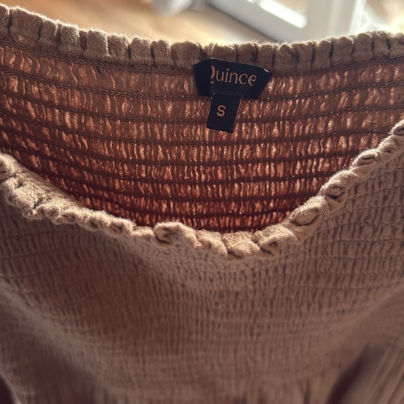 Quince Organic Cotton Gauze Maternity Smocked Ruffle Hem Midi Dress - Picture 6 of 6